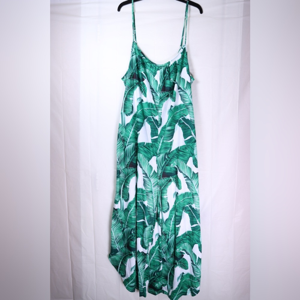 Lamiu 2XL New Tropical Leaves Wide Leg Romper